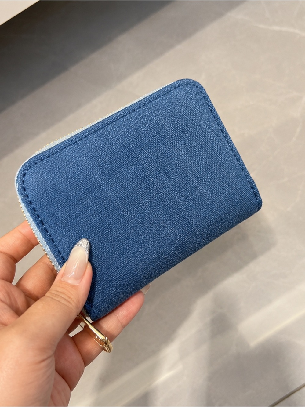 Blue Compact Zip Wallet LUXURY